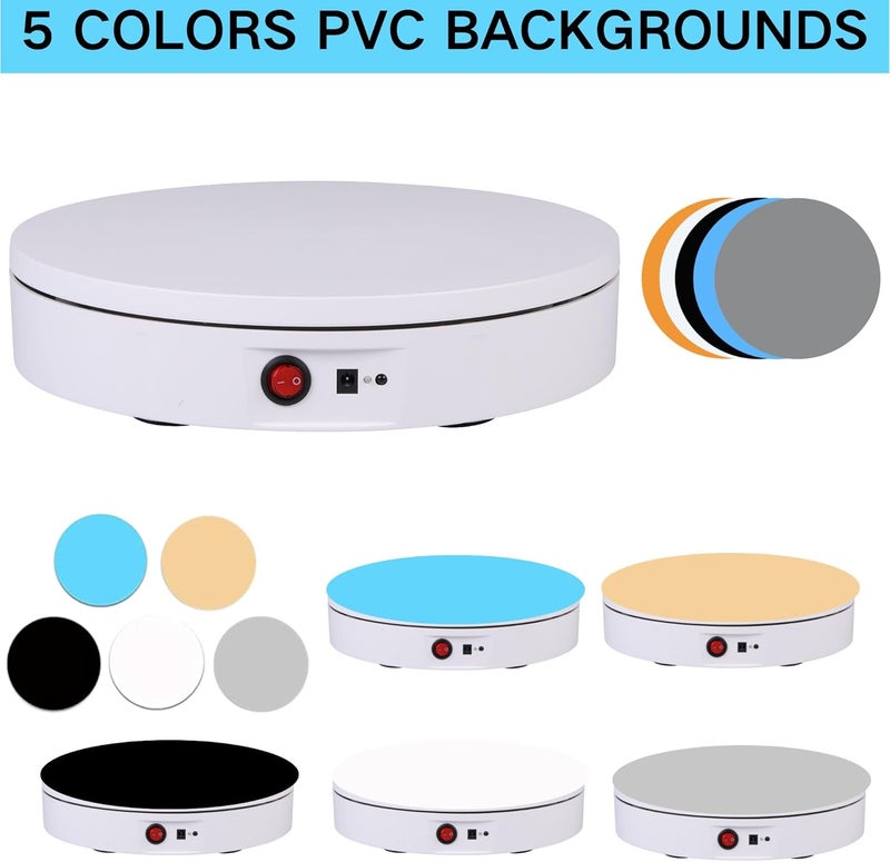 JAYEGT Motorized Rotating Display Stand, 330Lbs Load，360 Degree Electric Rotating Turntable for Photography Products Display，Live Video Show,Remote Control Angle, Speed (White/8.66inch /Wired) - Image 3